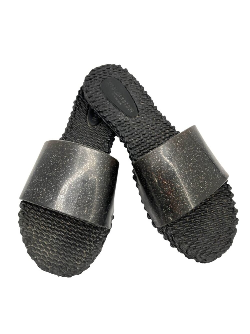 Ilse Jacobsen Cheri Glitter Slide Sandals Black Size 9 US Coastal Minimalist